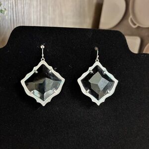 Kendra Scott- Kirsten Drop Earrings, Black/Silver